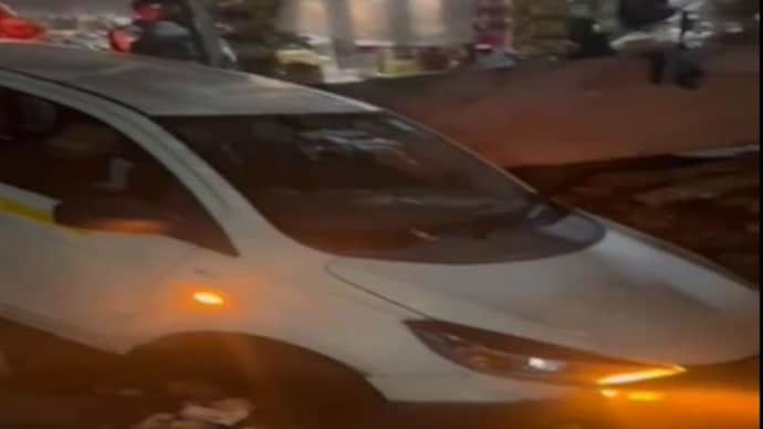 Another Close Call in Noida: Parked Vehicle Slips into Open Drain